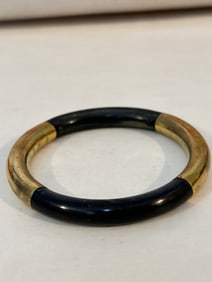 Vintage brass & acrylic Bracelet sz 8.5"