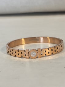 Vintage Love Stainless Steel hinged signed W Bracelet sz 8"