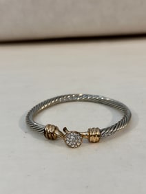 Vintage twist cable rhinestone Bracelet sz 8"
