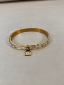 Vintage Stainless Steel hinged signed W Bracelet sz 8"