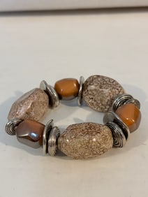 Vintage large beaded stretch Bracelet sz 8"