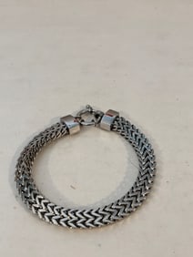 Vintage Stainless Steel rhinestone flex Bracelet sz 8"