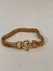 Vintage Stainless Steel rhinestone flex Bracelet sz 7"