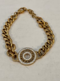 Vintage Stainless Steel rhinestone flex Bracelet sz 8"