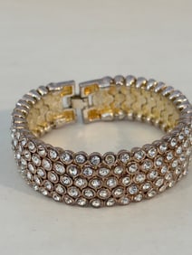 Vintage Rhinestone heavy Bracelet sz 8"