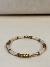 Vintage White Enamel Bracelet sz 8"