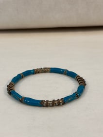 Vintage Blue Enamel Bracelet sz 8"