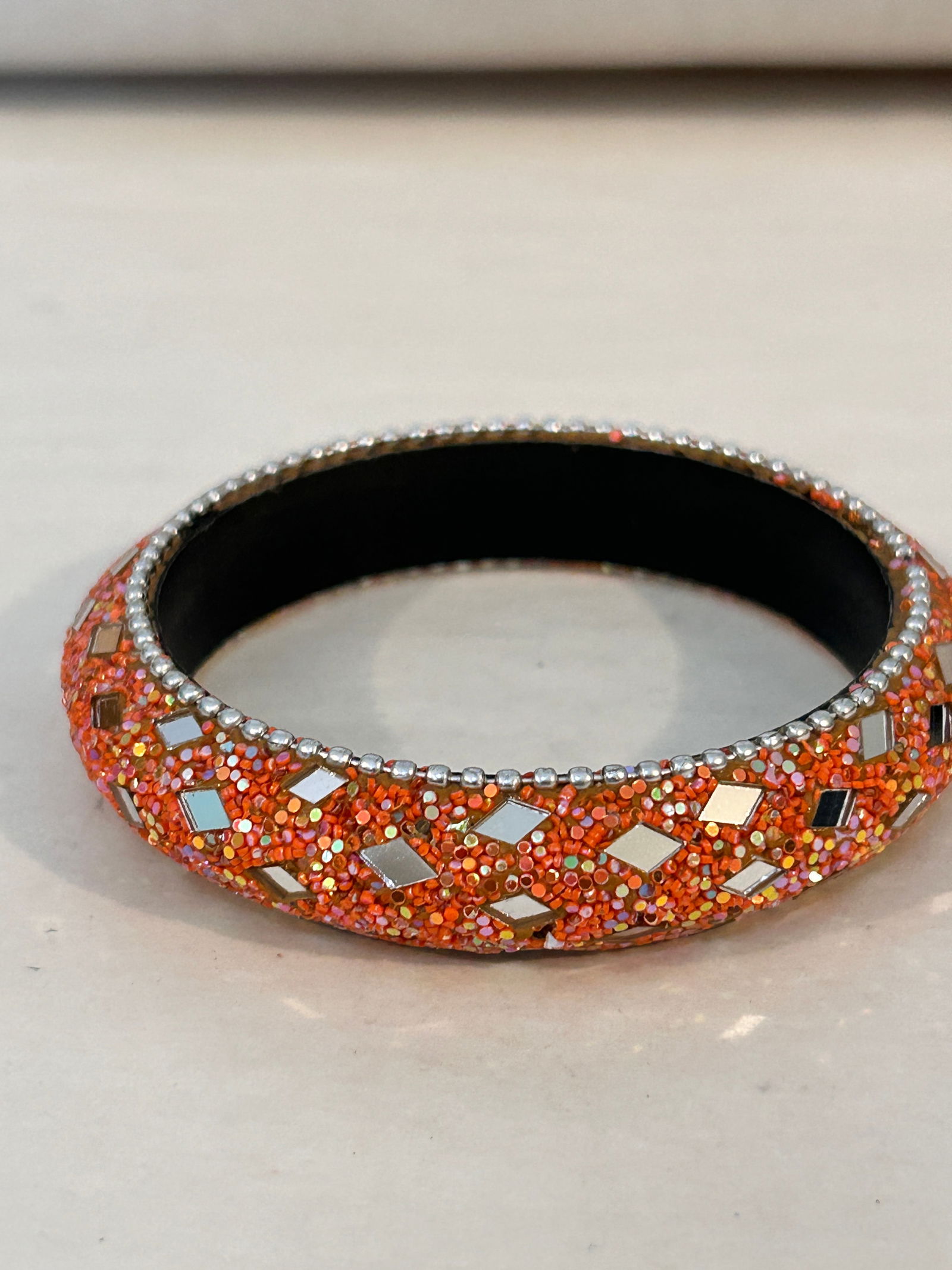 Vintage Orange Bedazzled Bracelet sz 8" (1 of 2)