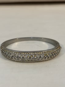 Vintage Silver hinged Bracelet sz 8"