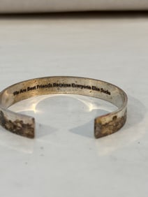 Vintage etched cuff Bracelet sz 7" inscription on the inside