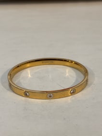 Vintage Stainless Steel rhinestone gold tone Bracelet sz 8"