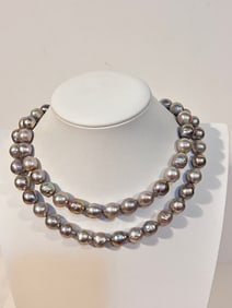 Honora Collection Pearl Gray sterling silver heavy Necklace 36"