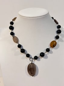 Vintage Tourmaline sterling silver pendant Necklace 16"