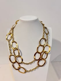 Vintage Gold Tone large linked Necklace 40"