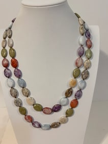 Vintage Multi colored gem stone Necklace 42"