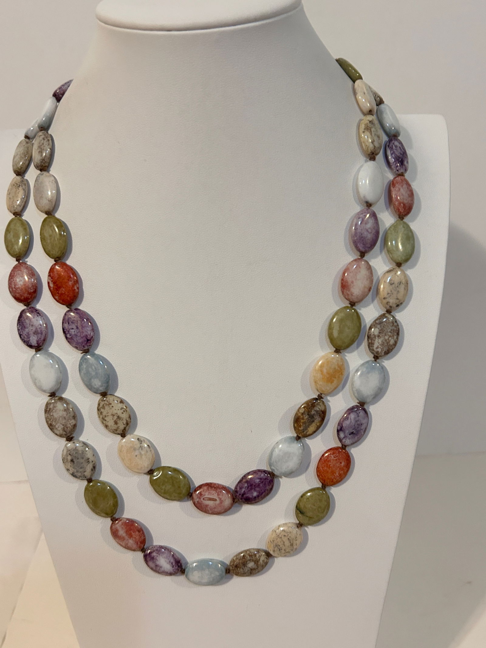 Vintage Multi colored gem stone Necklace 42" (1 of 5)