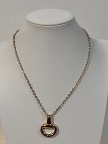 Vintage Bellezza Yellow Bronze Pendant Necklace 18"