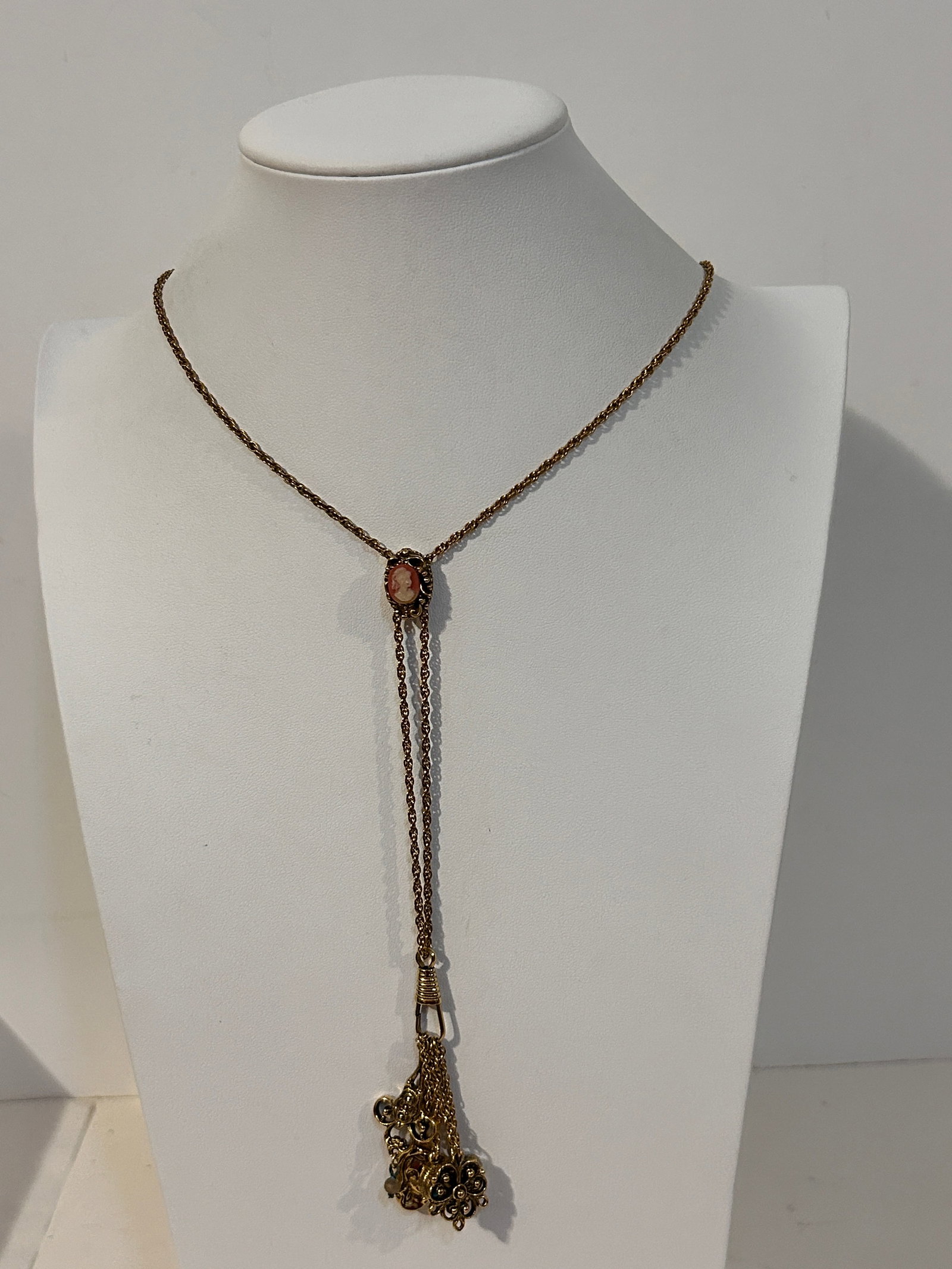 B. Altman & Co. Vintage cameo charm 28" adjustable Necklace: B. Altman & Co. Vintage cameo charm 28" adjustable Necklace Please view all photos as they are part of the description and condition of this Item, Feel free to contact me with questions or picture req
