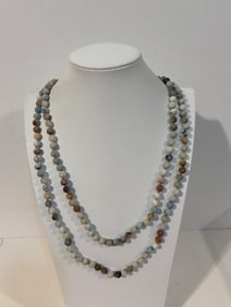 Vintage Jodie M beaded sterling Necklace 56"