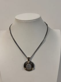 DSMK Stainless Steel Chain with Crystal Pendant Necklace 18"