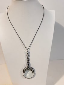Vintage magnifying glass pendant necklace Necklace 20"