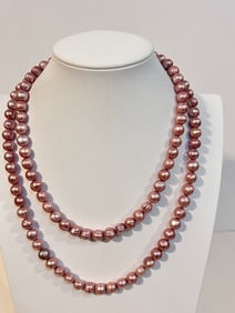 Honora Pink Color Pearl Necklace 38"