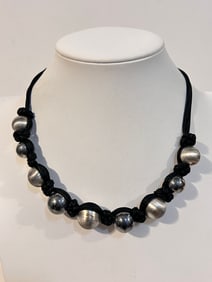 Vintage Milor sterling silver beaded Necklace 16"
