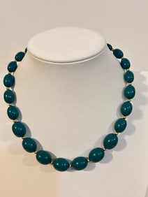 Vintage Green Monet beaded Necklace 16"