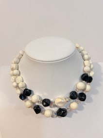 Vintage bead double strand Necklace 12"