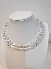 Vintage Crystal beaded Necklace 36"