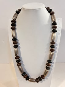 Vintage Copper metal beaded large Necklace 28"