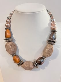 Vintage huge beaded Necklace 16"