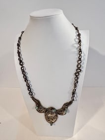 Vintage old metal 1800s tin Necklace 24"
