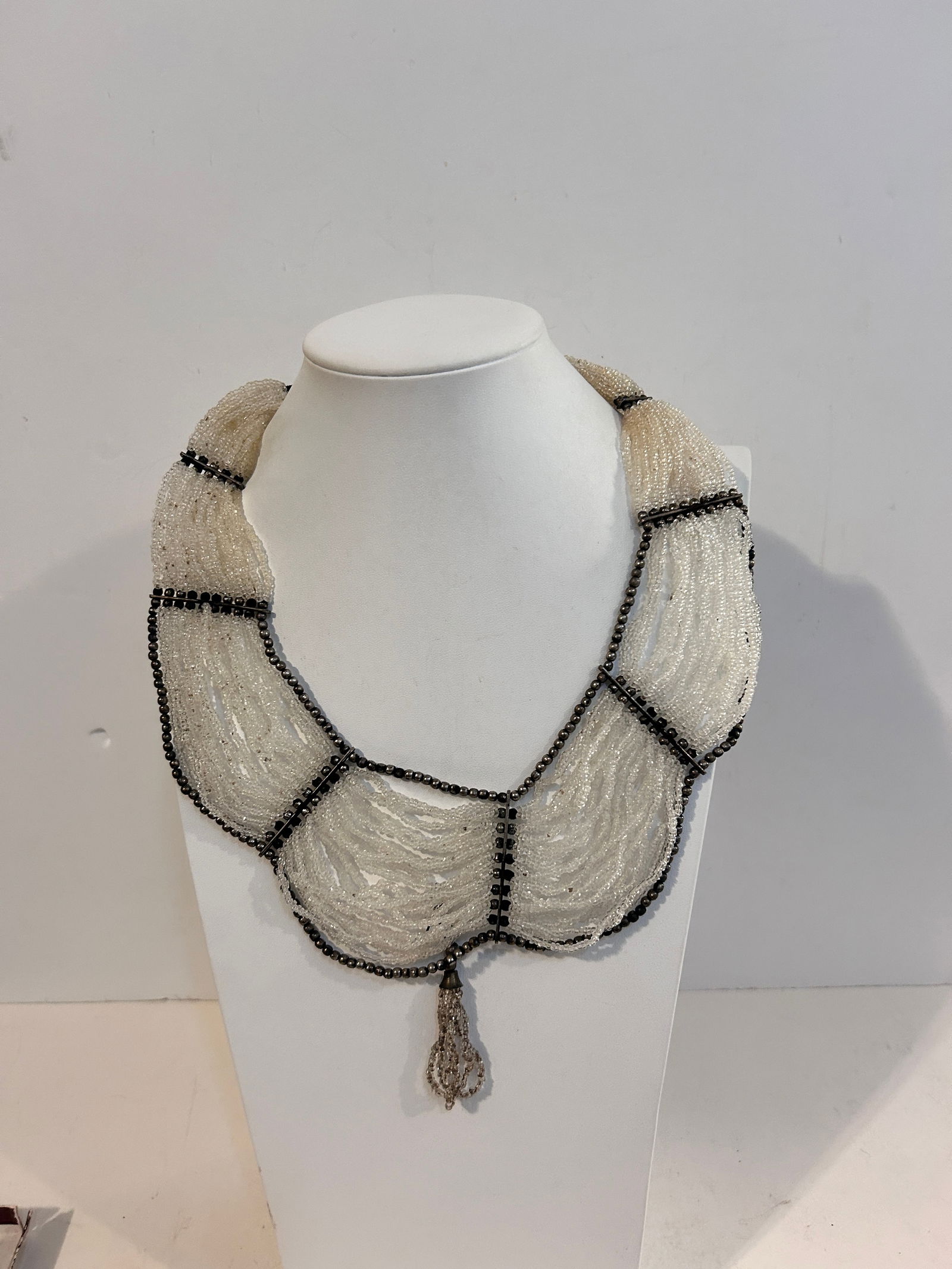 Vintage multi strand bead clear Necklace 16" (1 of 4)