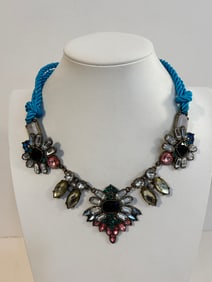 Vintage floral rhinestone 14" Necklace