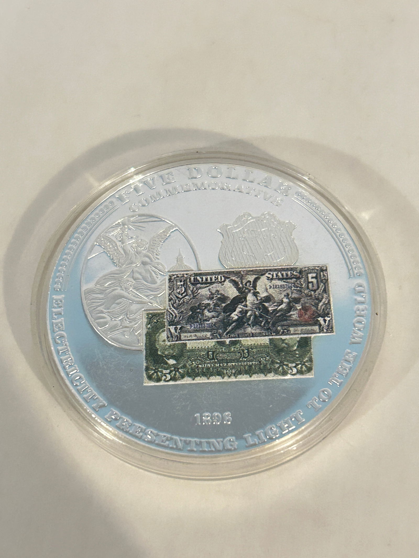 1896 Five Dollar Commemorative Silver Certificate Coin Medal (1 of 4)