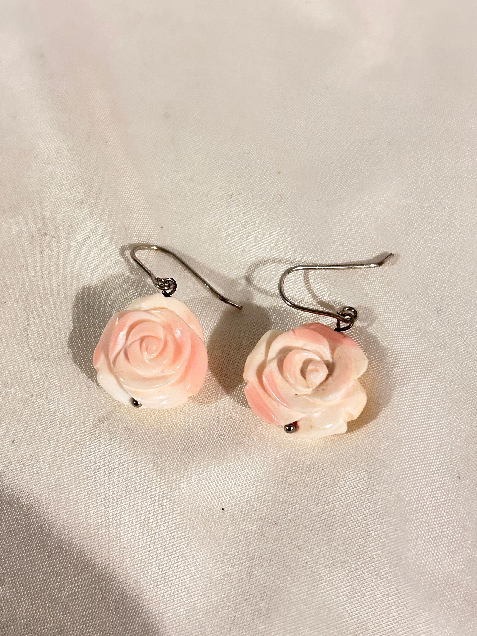 Vintage Rose floral pink & white Earrings (1 of 5)
