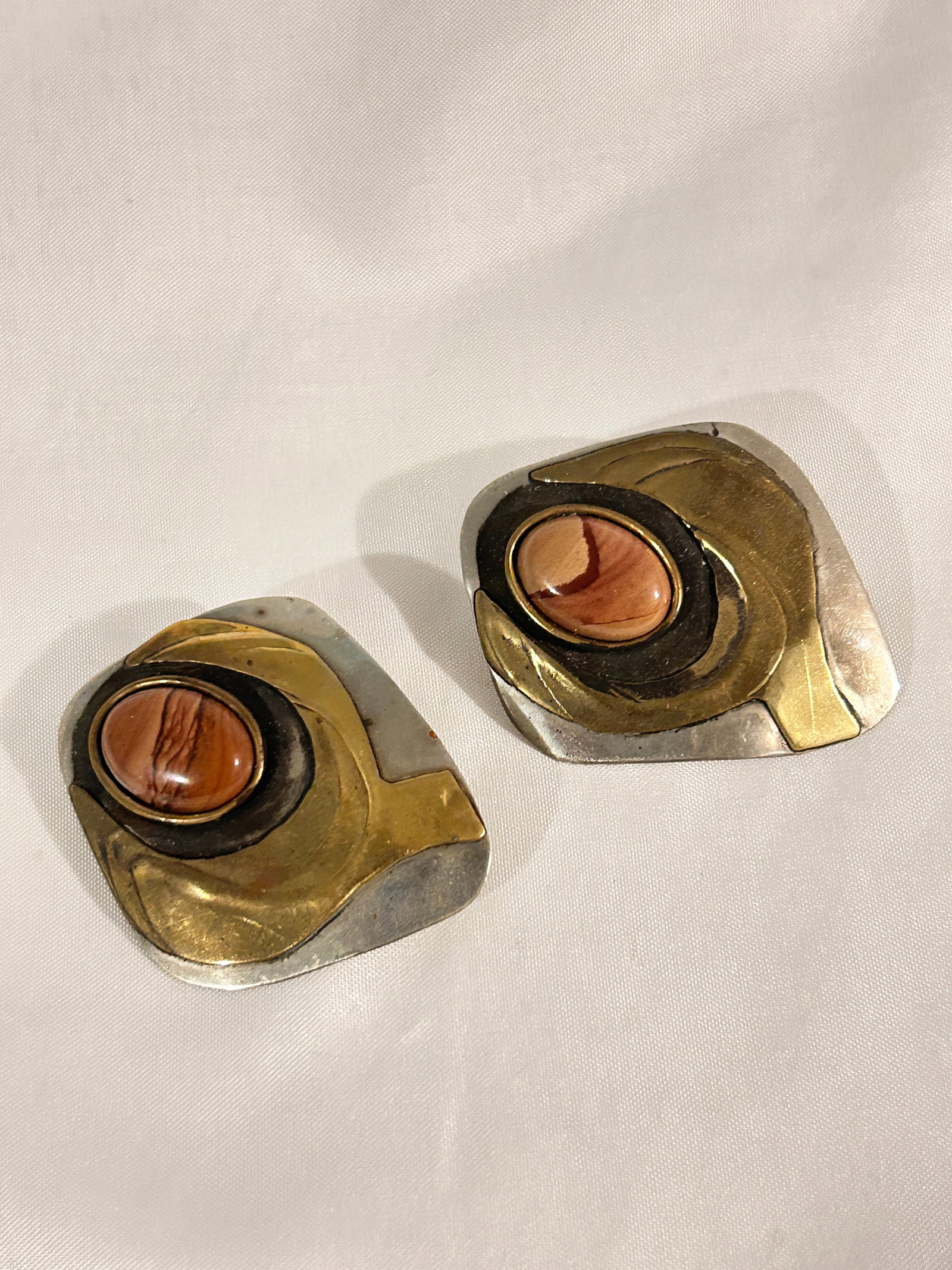 Vintage Modernist large earrings Earrings: Vintage Modernist large earrings Earrings Please view all photos as they are part of the description and condition of this Item, Feel free to contact me with questions or picture requests! Used Item A