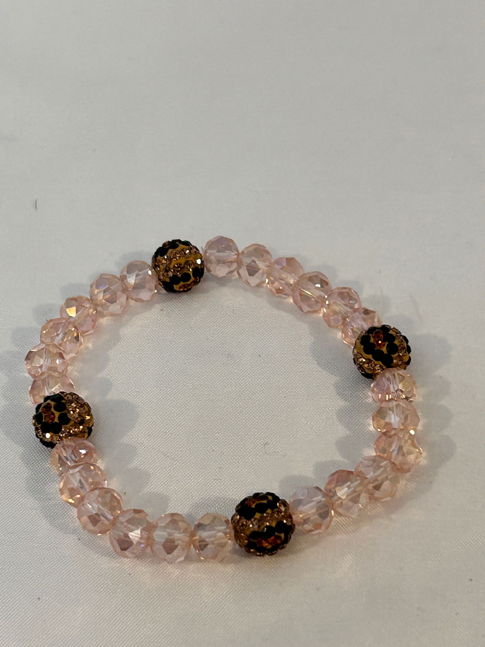 Vintage pink crystal stretch Bracelet 7" (1 of 3)