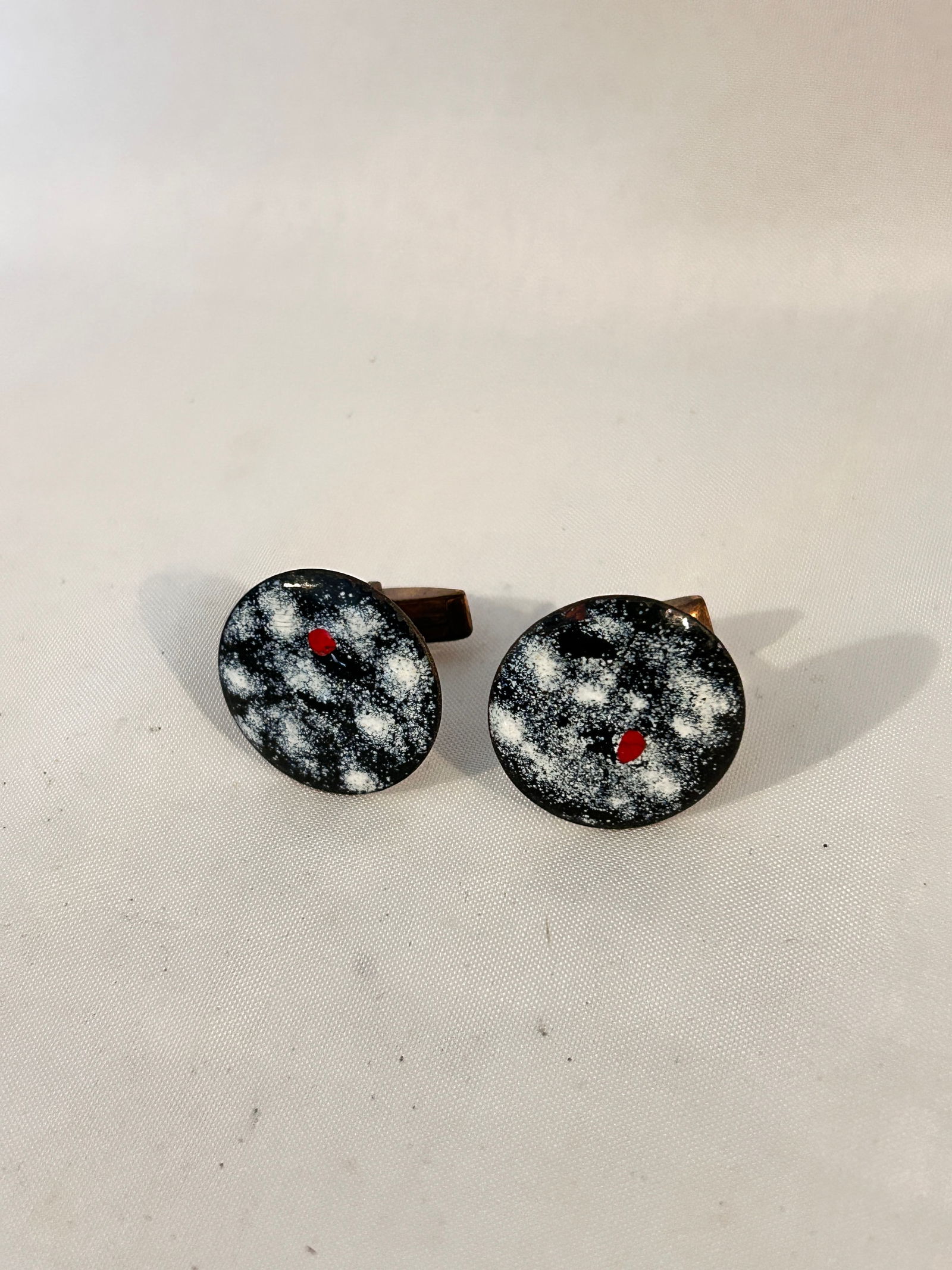 Vintage enamel copper Cuff Links (1 of 4)