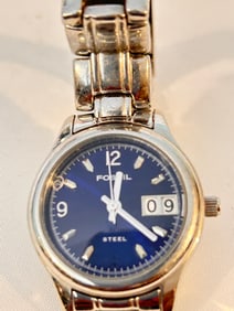 Vintage Fossil Steel quartz working Watch FS-25734