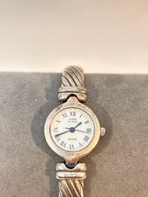 Vintage Ann Klien Sterling Silver quartz 12-6051 working bracelet Watch