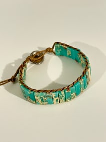 Vintage Sterling Silver Turquoise adjustable Bracelet 8"
