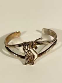 Vintage Sterling Silver unicorn Bracelet 7"