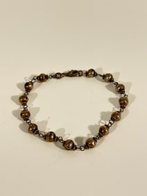 Vintage Sterling Silver beaded Bracelet 7"