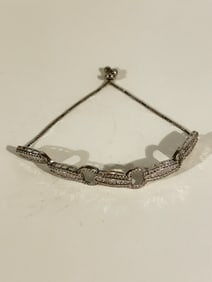 Vintage Sterling Silver adjustable rhinestone Bracelet 8"