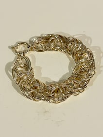 Vintage Sterling Silver triple ring Bracelet 8" 24 grams