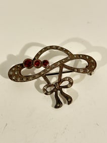 Vintage Sterling Silver marcasite Amethyst hat Brooch
