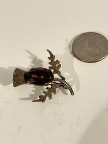 Vintage Sterling Silver gem stone Brooch
