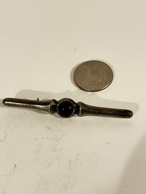 Vintage Sterling Silver ND ONYX Modernist Brooch